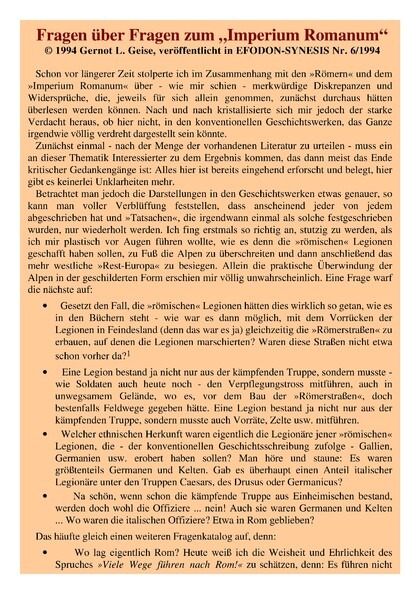 Fragen über Fragen zum „Imperium Romanum“