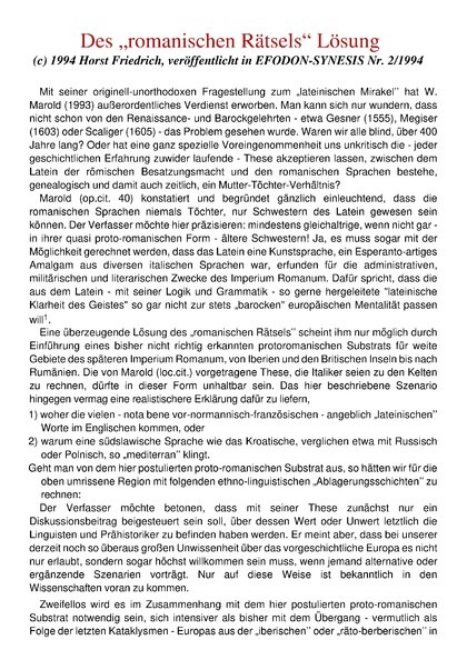 Des „romanischen Rätsels“ Lösung