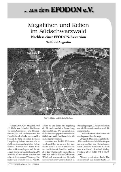 Megalithen und Kelten im Südschwarzwald  Nachlese einer EFODON-Exkursion
