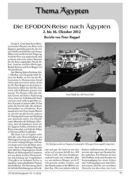 Die EFODON-Reise nach Ägypten – 2. bis 16. Oktober 2012