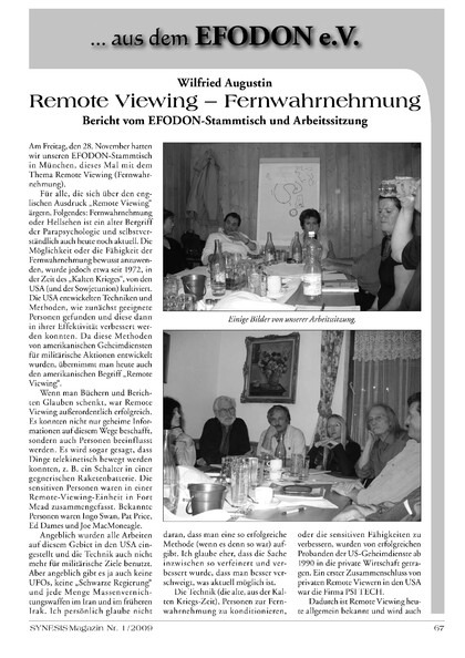 Fernwahrnehmung (Bericht vom EFODON-Stammtisch und Arbeitssitzung)