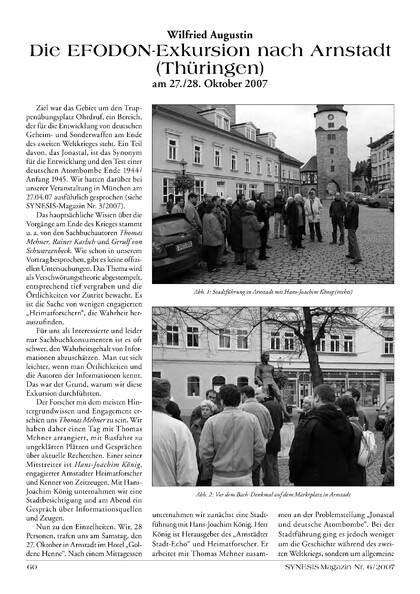 Die EFODON-Exkursion nach Arnstadt (Thüringen) am 27./28. Oktober 2007