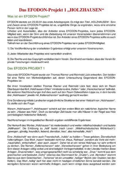 Das EFODON-Projekt 1 „Holzhausen“ (1991)