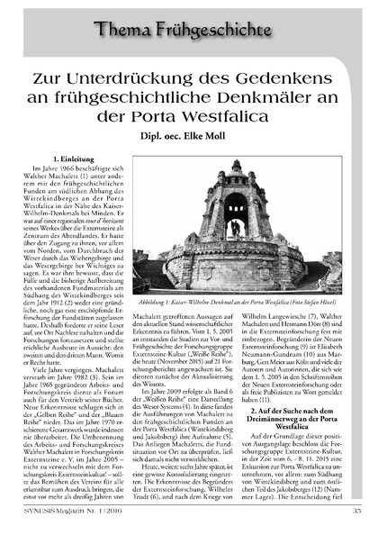 Zur Unterdrückung des Gedenkens an frühgeschichtliche Denkmäler an der Porta Westfalica