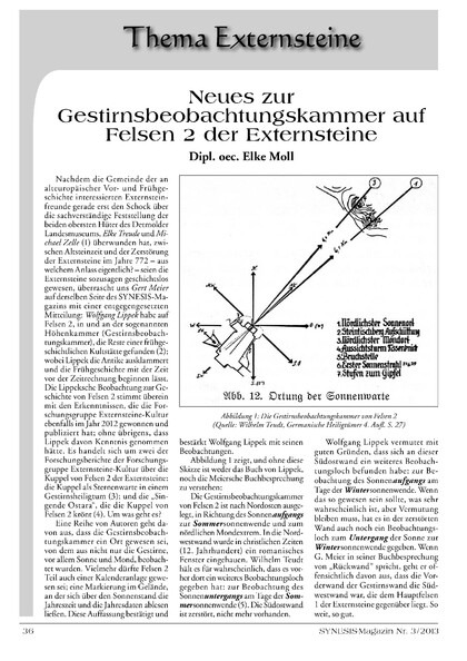 Neues zur Gestirnsbeobachtungskammer auf Felsen 2 der Externsteine