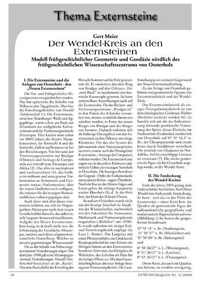 Der Wendel-Kreis an den Externsteinen. Modell frühgeschichtlicher Geometrie und Geodäsie nördlich des frühgeschichtlichen Wissenschaftszentrums von Oesterholz