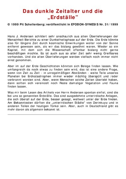 Das dunkle Zeitalter und die „Erdställe“