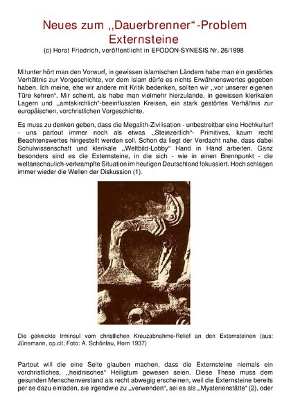 Neues zum ,,Dauerbrenner“-Problem Externsteine