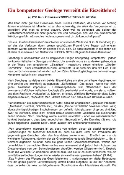 Ein kompetenter Geologe verreißt die Eiszeitlehre!