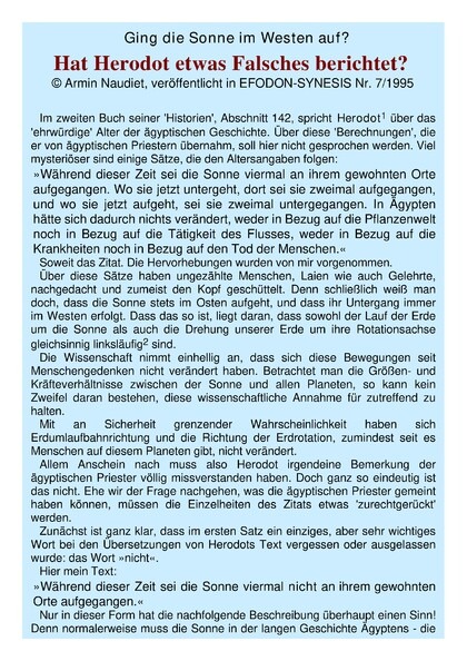 Ging die Sonne im Westen auf? Hat Herodot etwas Falsches berichtet?