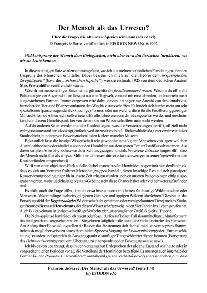 Der Mensch als das Urwesen?