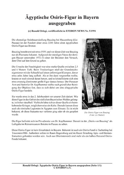 Ägyptische Osiris-Figur in Bayern ausgegraben