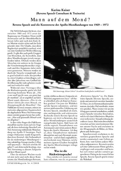Mann auf dem Mond? Reverse Speech und die Kontroverse der Apollo-Mondlandungen von 1969-1972