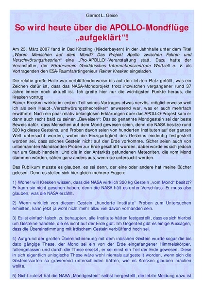 So wird heute über die APOLLO-Mondflüge „aufgeklärt“!