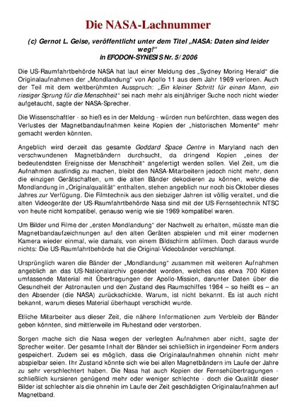 Die NASA-Lachnummer