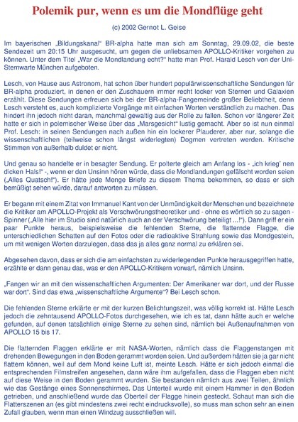 Polemik pur, wenn es um die Mondflüge geht