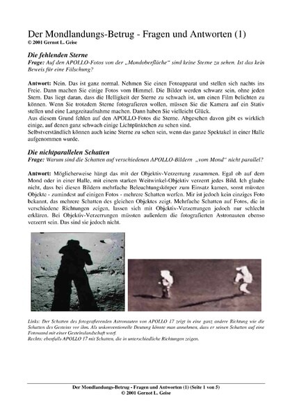 Der Mondlandungs-Betrug – Fragen und Antworten (1)
