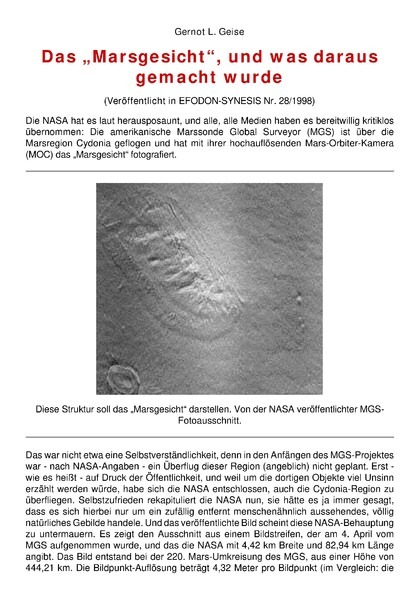 Das „Marsgesicht“, und was daraus gemacht wurde
