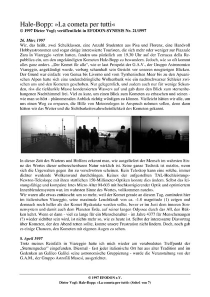 Hale-Bopp: „La cometa per tutti“