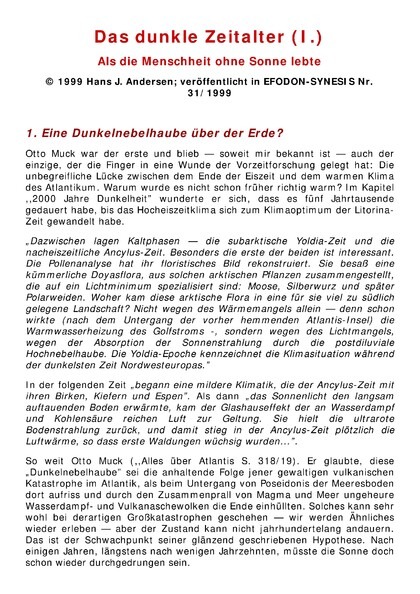 Das dunkle Zeitalter (I) Als die Menschheit ohne Sonne lebte