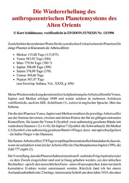 Die Wiedererhellung des anthropozentrischen Planetensystems