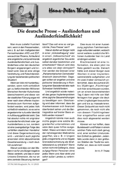 Die deutsche Presse Ausländerhass und Ausländerfeindlichkeit?