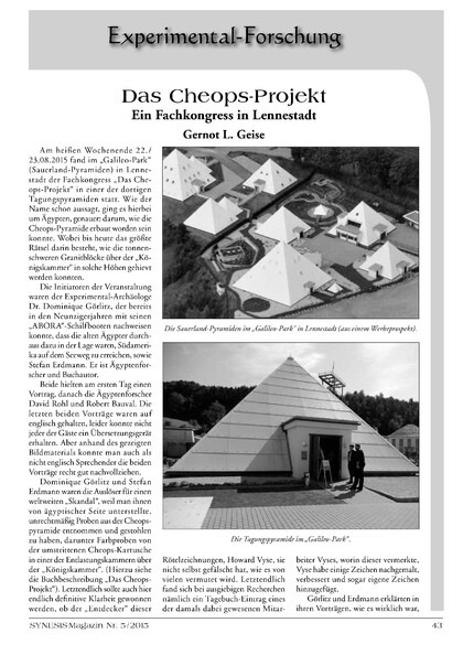 Das Cheops-Projekt – Ein Fachkongress in Lennestadt
