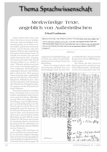 Merkwürdige Texte, angeblich von Außerirdischen