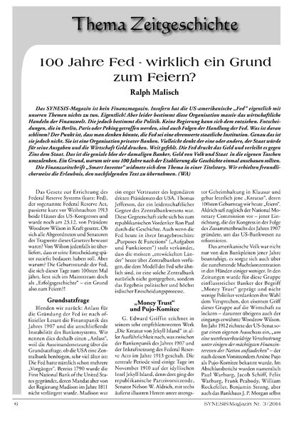 100 Jahre Fed  wirklich ein Grund zum Feiern?