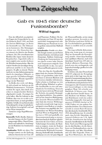 Gab es 1945 eine deutsche Fusionsbombe?
