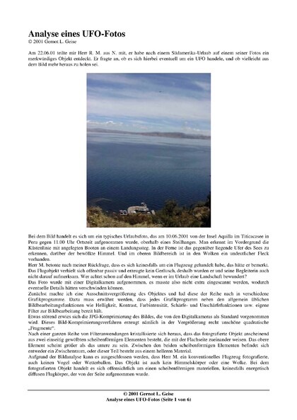 Analyse eines UFO-Fotos
