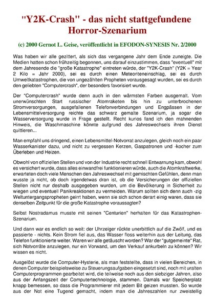 „Y2K-Crash“ – das nicht stattgefundene Horror-Szenarium
