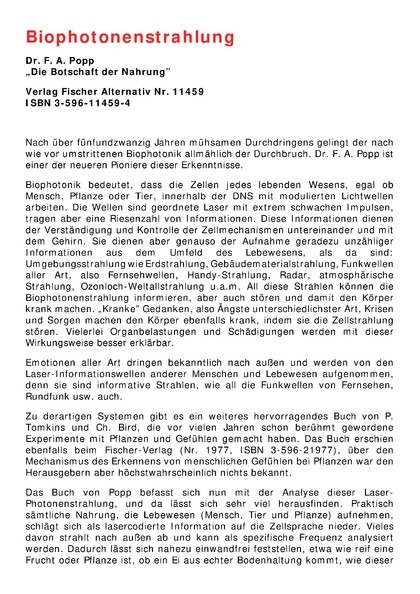 Der Genetische Laser  Von den Biophotonen bis zum Hyperraum