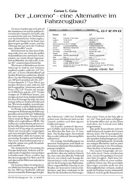 Der „Loremo“ – eine Alternative im Fahrzeugbau?