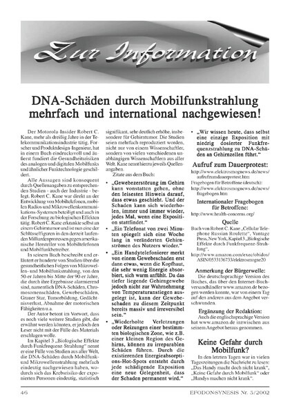 DNA-Schäden durch Mobilfunkstrahlung mehrfach und international nachgewiesen!